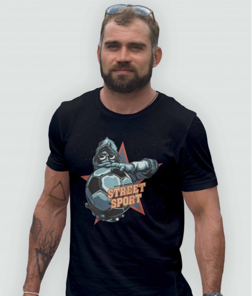 Мъжка тениска с щампа Спортни Илюстрации Street football - TShirtArtShop.com